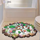3d立体感可移除墙贴纸荷塘贴画浴室卫生间地贴地面防滑防水装饰品