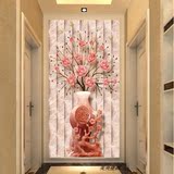 3D玄关壁画壁纸走廊背景墙纸装饰画客厅欧式整张浮雕富贵静物花瓶
