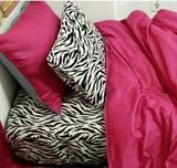 全棉斜纹四件套韩版公主床上用品纯色被套斑马纹豹纹床单特价包邮