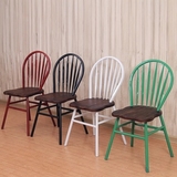 美式复古实木餐椅创意小椅子铁艺创意做旧休闲咖啡厅餐椅酒吧台椅
