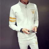 新款运动装套装两件套户外白色韩版男士运动服男装修身青年薄款潮