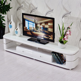 现代简约白色钢琴烤漆圆角玻璃电视柜 时尚客厅茶几影视柜组合