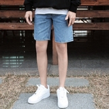 韩国东大门男装代购 16夏季浅色水洗宽松直筒牛仔短裤 百搭街头