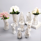 花瓶花器欧式简约客厅玄关陶瓷工艺家居装饰摆件白色仿真花干花