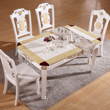 包邮客厅天然大理石餐桌椅组合小户型实木简约方形欧式高档餐台