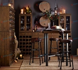 美式乡村隔断家用小吧台桌椅组合厨房实木复古简约酒吧客厅吧台桌