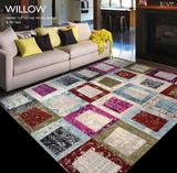 别墅高档家装块毯 客厅茶几沙发地毯 美式奢华彩色拼接地毯
