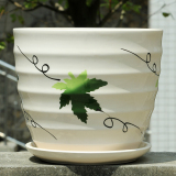 现代简约陶瓷花盆带托盘批发特大号个性创意绿植花卉多肉植物盆栽