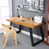 美式铁艺实木电脑桌子卧室书桌简约 家用现代办公桌写字台