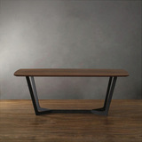 纬纶时尚 实木美式仿旧铁艺咖啡桌小茶几桌腿复古餐桌创意办公桌