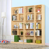 金胜美实木书柜简易自由组合成人书橱书架置物架儿童带门松木柜子