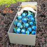 圣诞节鲜花11朵19朵蓝玫瑰礼盒广州鲜花速递实体花店送花生日花束