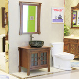 新款小户型橡木中式浴室柜组合实木卫浴柜落地柜古典洗手盆台盆柜