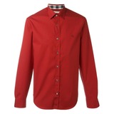 Burberry男装意大利正品代购2016春夏BRIT红色刺绣修身长袖衬衫