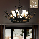 美式复古仿鹿角吊灯欧式铁艺别墅酒店餐厅客厅卧室工程装饰吊灯具