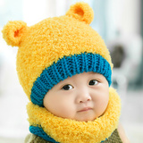 韩国婴儿帽子秋冬0-3-6-12个月男女宝宝帽子冬天加绒护耳套头帽秋