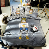 韩式简约纯棉四件套卡通床品被套床单床笠全棉个性床上用品四件套
