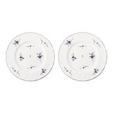 德国进口Villeroy Boch唯宝白底青花陶瓷西餐盘圆平盘子2件20.5cm