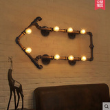 美式乡村复古壁灯创意个性水管铁艺灯客厅餐厅卧室床头过道箭头灯