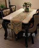 新古典餐桌椅组合6人欧式大理石长方形一桌四椅现代简约黑色描银
