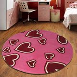 华伟手工腈纶地毯 圆形客厅卧室书房电脑椅 家用时尚粉色心形正品