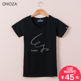 ONOZA2016韩国春夏季新款修身T恤女装短袖 烫银hey 巴黎学生T桖潮