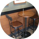 美式loft复古实木铁艺吧台咖啡餐厅吧凳休闲桌椅组合酒吧高脚桌椅