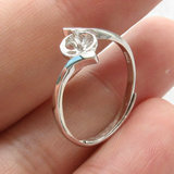925银戒指环 可调节活口珍珠戒指托 diy珍珠银配件半成品简约纤细