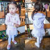 女童装春装韩版休闲运动儿童套装女宝宝春款开衫短裙2件套1-3-4岁