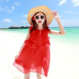 2015夏款纯色韩版宽松短款娃娃波西米亚连衣裙海边度假沙滩裙显瘦