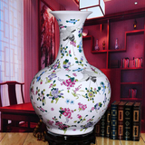 景德镇陶瓷器 珐琅彩夜光落地大花瓶 现代客厅家居装饰工艺品摆件