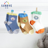 4双装 秋冬季宝宝袜子 新生儿袜加厚婴儿袜 纯棉儿童袜子0-1-3岁