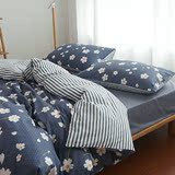 北欧简约夏季韩式风纯棉四件套全棉碎花床上用品田园被套床单床品