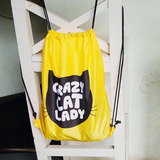 束口袋抽绳双肩包运动旅行收纳包猫印花森系日系创意可爱便携