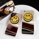 韩国可爱笑脸镜面iPhone6s情侣款5S全包边 苹果6plus手机壳潮批发