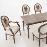 实木餐椅欧式复古做旧美式靠背扶手高档酒店西餐厅化妆椅子