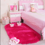 卧室床边床前椅子地毯地垫 椭圆形简约加厚长毛亮丝地毯可定制