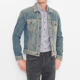 Levis 李维斯 男士修身水洗做旧牛仔机车夹克外套 723330082