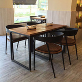 美式实木餐桌快餐饭店饭桌子简易现代洽谈桌铁艺咖啡厅餐桌椅组合