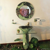 中式仿古典洗手间壁挂圆镜复古创意卫生间浴室镜装饰镜新镜子镜框