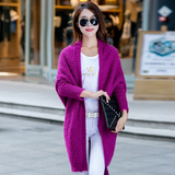 韩版宽松中长款毛衣外套女 秋冬装新款加厚显瘦针织开衫蝙蝠型 潮