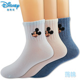 6双包邮Disney/迪士尼男女童袜棉学生短袜米奇绣花薄棉宽口袜子