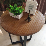美式铁艺咖啡厅桌椅子实木圆形酒吧桌椅奶茶店桌椅 组合创意茶几