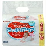 日本原装进口贝亲PIGEON婴儿湿巾清爽型80枚*6补充装