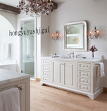 美式卫浴北欧浴室柜组合简约现代洗脸盆柜 落地式双盆面盆组合柜