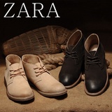 ZARA正品秋冬新款男士英伦复古打蜡反绒皮休闲沙漠靴中高帮男鞋
