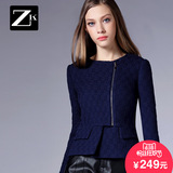 ZK2016春装新款长袖拼接修身短外套女装上衣修身显瘦通勤短款外套