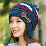 帽子女冬天韩版保暖可爱针织帽毛线帽秋冬季韩国时尚加厚加绒护耳