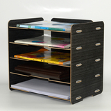 木质文件架书桌面书架杂志书本架文件箱多功能办公室整理架收纳盒