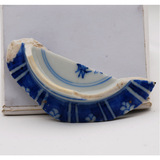 古玩古董瓷器清代康熙官窑青花缠枝花卉纹小碗底瓷片标本